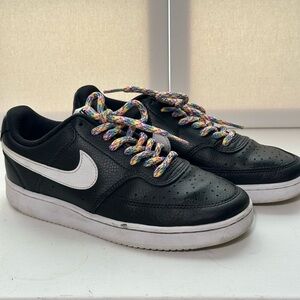 Nike Black and White Classic Sneakers with Iconic Swoosh